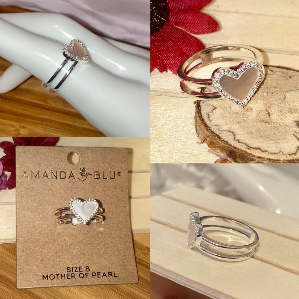 Amanda Blu Genuine Mother Of Pearl Heart Ring - Picture 5 of 5